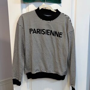 Parisienne Striped Black and White Crew Neck Sweater
